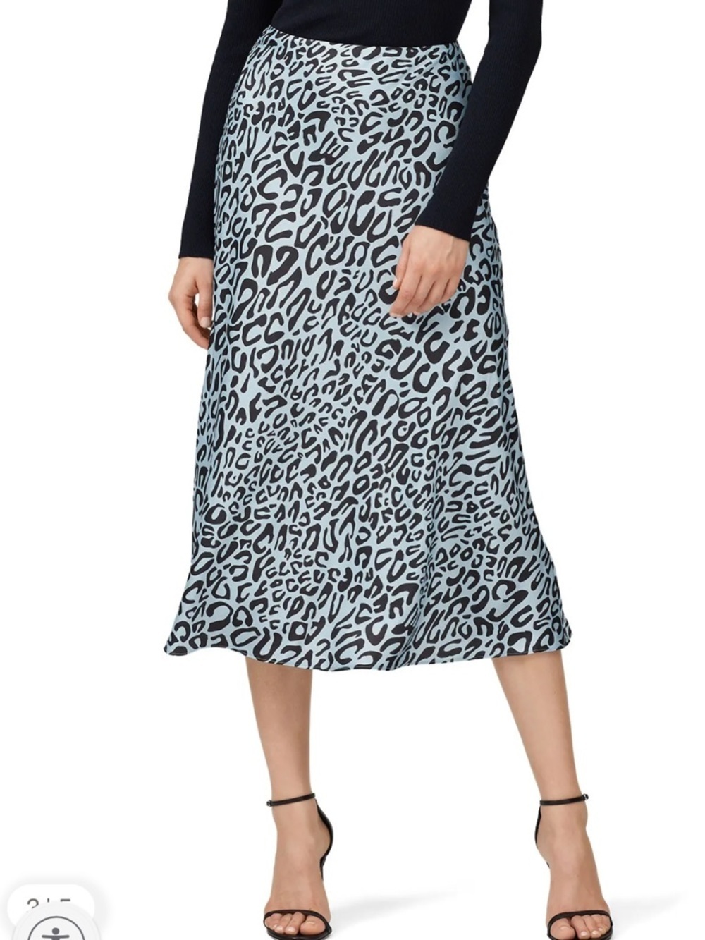 Rebecca Minkoff High Rise Bias Cut Blue Leopard Animal Print Midi Skirt 0 $268